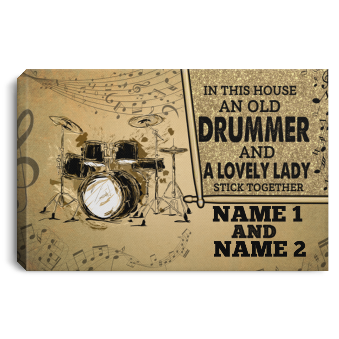 Personalized In This House An Old Drummer And A Lovely Lady Gallery Wrapped Framed Canvas Prints - Unframed Poster, White, 0.75'' Framed Canvas Personalized In This House An Old Drummer And A Lovely Lady Gallery Wrapped Framed Canvas Prints - Unframed Poster, White, 0.75'' Framed Canvas
