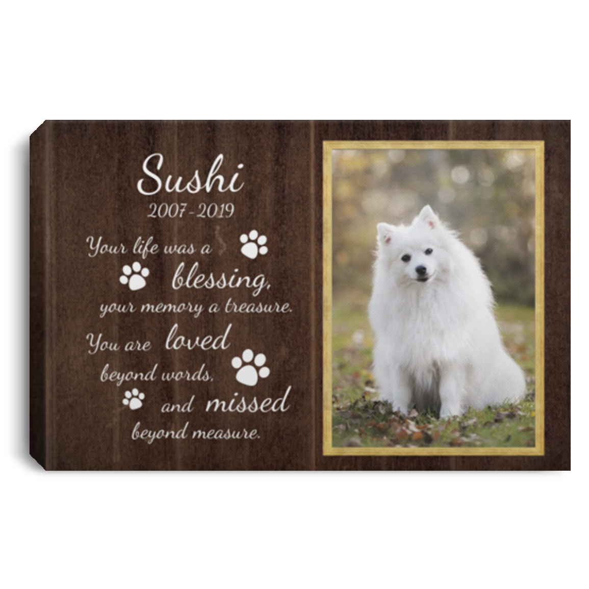 Personalized Custom Photo Your Life Was A Blessing Pet Memorial Framed Canvas - Sympathy Dog Unframed Poster, White, 0.75'' Framed Canvas Personalized Custom Photo Your Life Was A Blessing Pet Memorial Framed Canvas - Sympathy Dog Unframed Poster, White, 0.75'' Framed Canvas