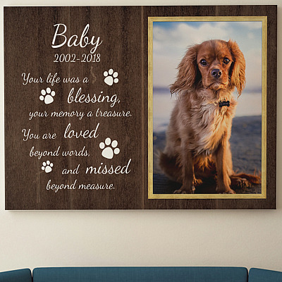 Alternative view of Personalized Custom Photo Your Life Was A Blessing Pet Memorial Framed Canvas - Sympathy Dog Unframed Poster