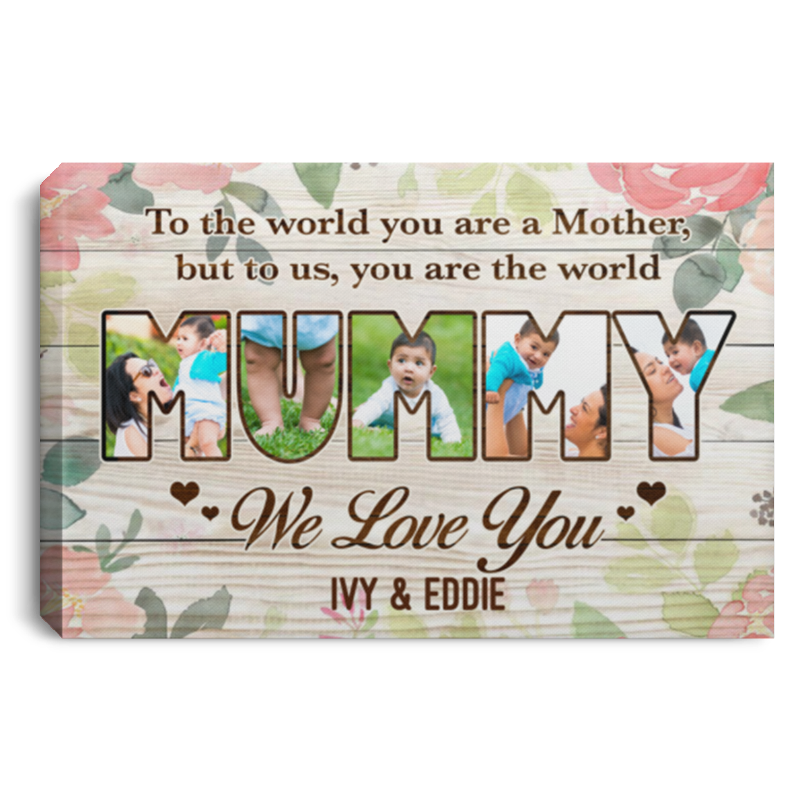 Personalized Photo To The World You Are A Mother But To Us You Are The World Canvas Prints - Mom Unframed Poster, White, 0.75'' Framed Canvas