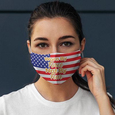 Alternative view of Worn by Force Not by Fear American Flag Mask Washable Reusable Custom Printed Cloth Face Mask Cover