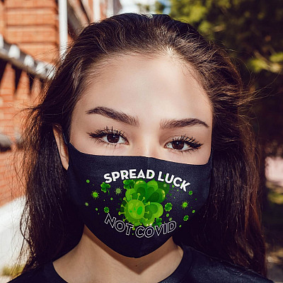 Alternative view of Spread Luck Not Covid Washable Reusable Custom Printed Cloth Face Mask Cover