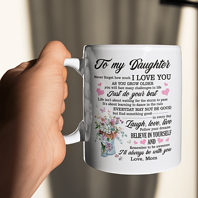 Alternative view of From Mom to My Daughter Never Forget That I Love You Ceramic Coffee Mug - Beer Stein - Water Bottle - Color Changing Mug