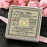 Son to My Mom Whenever Life Tries to Knock You Down Just Remember Letter Infinity Heart Pendant Necklace