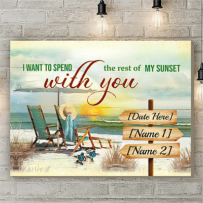 Alternative view of Personalized I Want To Spend The Rest Of My Sunset With You Beach Wrapped Framed Canvas - Unframed Poster