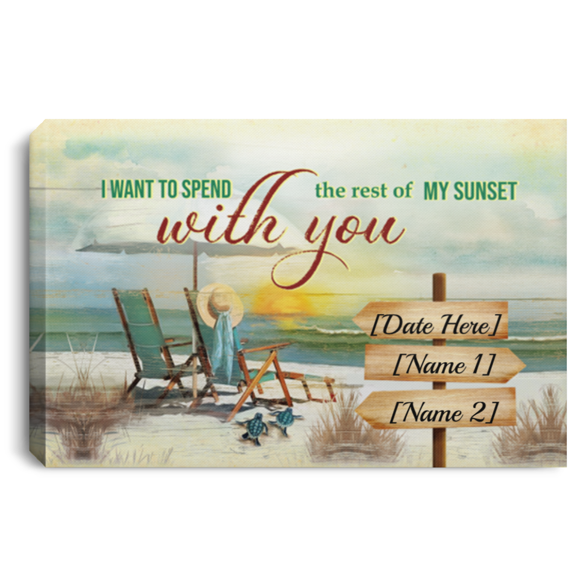 Personalized I Want To Spend The Rest Of My Sunset With You Beach Wrapped Framed Canvas - Unframed Poster, White, 0.75'' Framed Canvas Personalized I Want To Spend The Rest Of My Sunset With You Beach Wrapped Framed Canvas - Unframed Poster, White, 0.75'' Framed Canvas