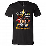 With Jesus In Her And Heart TheShirt, Black, V-Neck T-Shirt