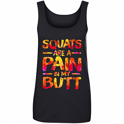 Squats Are Pain, Black, Ladies Tank Top