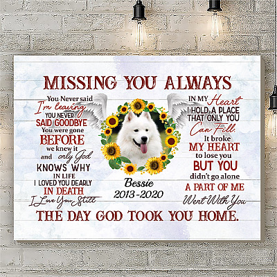 Alternative view of Personalized Photo Pet Missing You Always You Never Said I'm Leaving Memorial Framed Canvas - Unframed Poster
