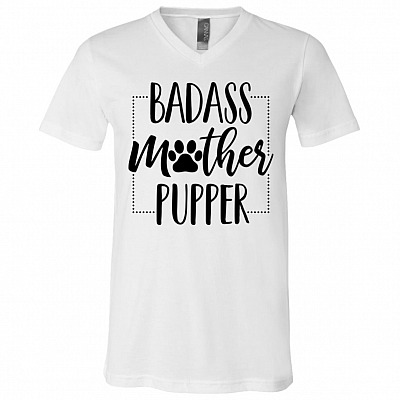 pupper shirt, White, V-Neck T-Shirt