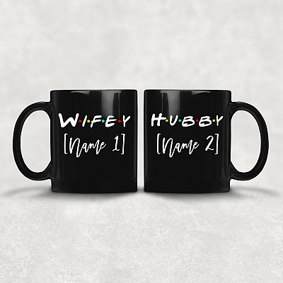Alternative view of Personalized Wifey Couple Matching Hubby Ceramic Coffee Mug - Beer Stein - Water Bottle - Color Changing Mug