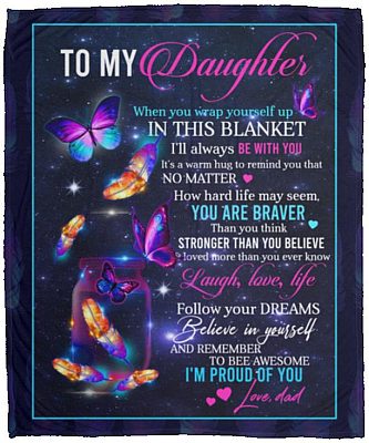 Purple Love Dad, White, Cozy Plush Fleece Blanket - 50x60