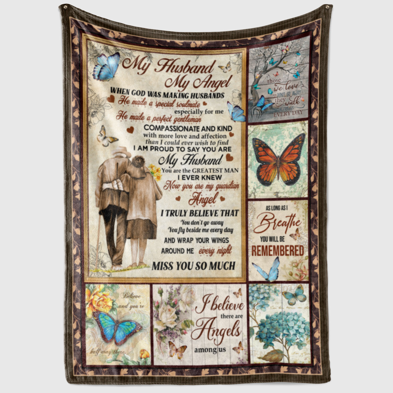 4VT. My Husband My Angel Butterfly blanket mockup2