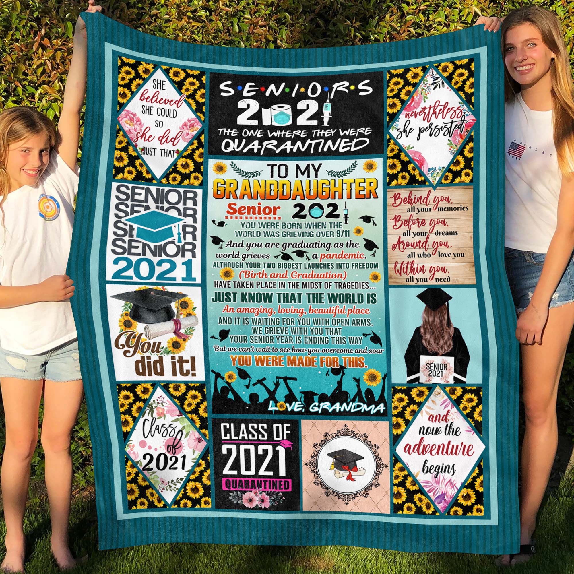 9VT. Grandma Granddaughter Senior Blanket 2021 blanket mockup