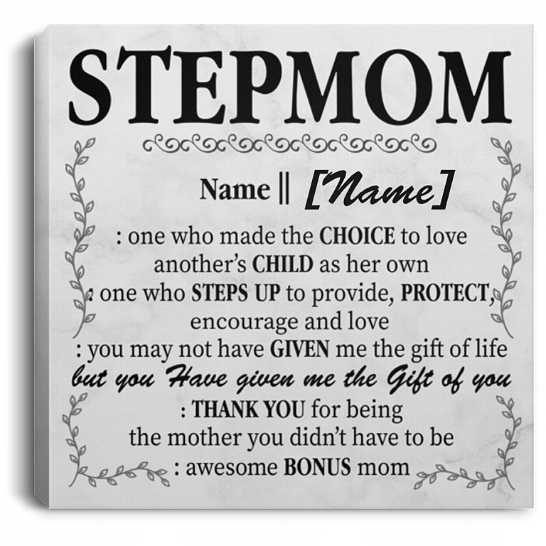Personalized Stepmom One Who Made The Choice To Love Framed Canvas Prints-Unframed Poster-Home Decor Wall Art, White, 0.75'' Framed Canvas