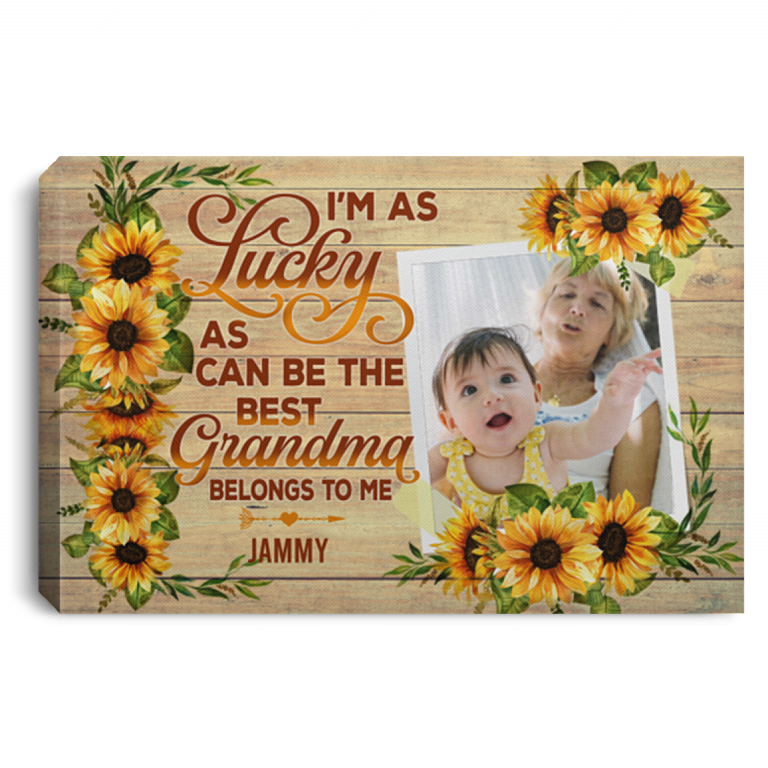 Personalized Photo the Best Grandma Belong to Me Wrapped Framed Canvas Prints - Unframed Poster - Home Decor Wall Art, White, 0.75'' Framed Canvas
