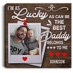Personalized Photo the Best Dad Belong to Me Wrapped Framed Canvas Prints - Unframed Poster - Home Decor Wall Art, White, 0.75'' Framed Canvas