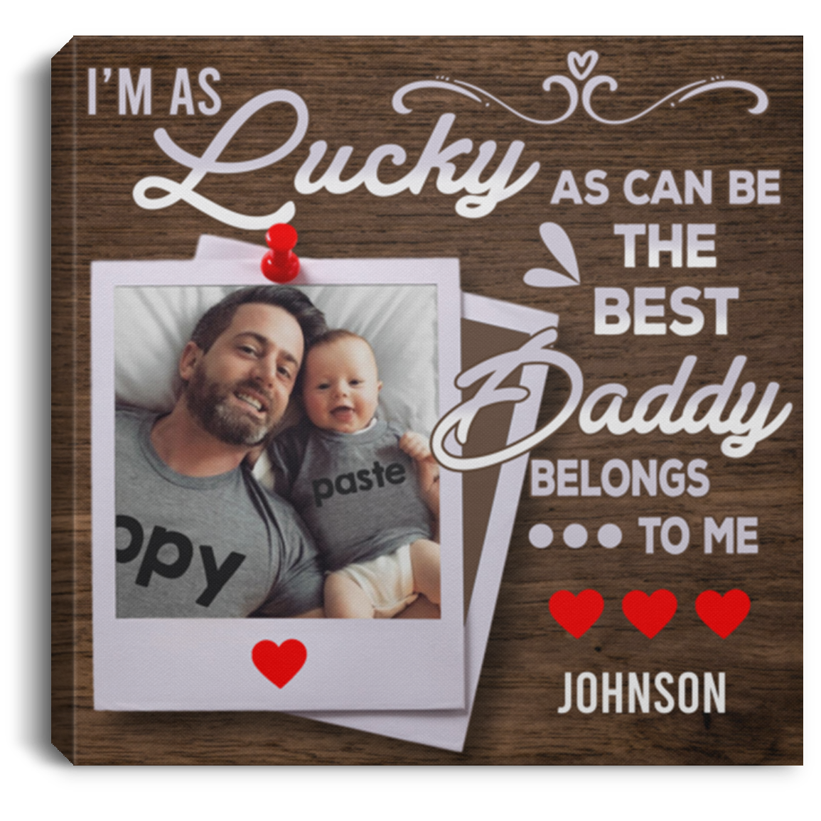 Personalized Photo the Best Dad Belong to Me Wrapped Framed Canvas Prints - Unframed Poster - Home Decor Wall Art, White, 0.75'' Framed Canvas