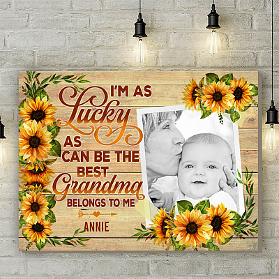 Alternative view of Personalized Photo the Best Grandma Belong to Me Wrapped Framed Canvas Prints - Unframed Poster - Home Decor Wall Art