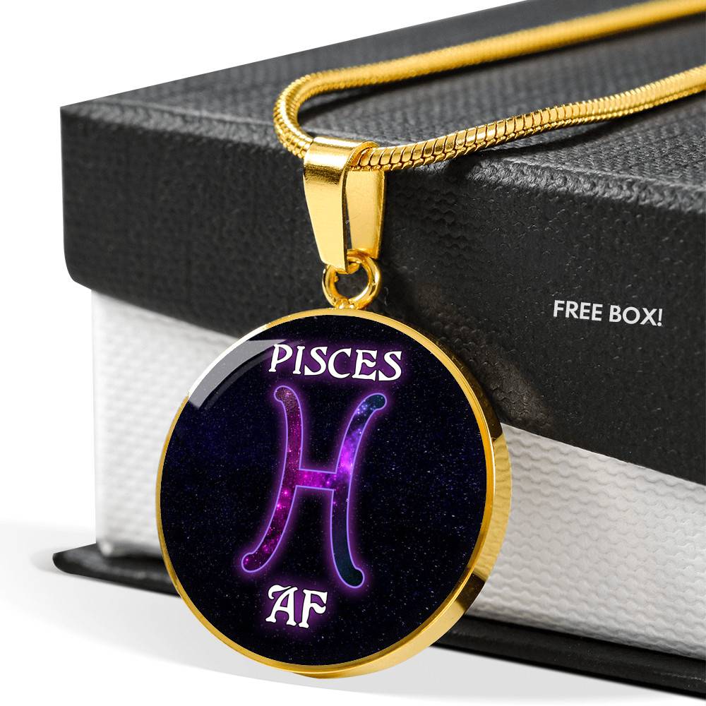 Pisces AF Funny Pisces Zodiac Birthday Gifts Galaxy Circle Pendant Necklace - Circle Luxury Necklace (Gold Plated) Pisces AF Funny Pisces Zodiac Birthday Gifts Galaxy Circle Pendant Necklace - Circle Luxury Necklace (Gold Plated)