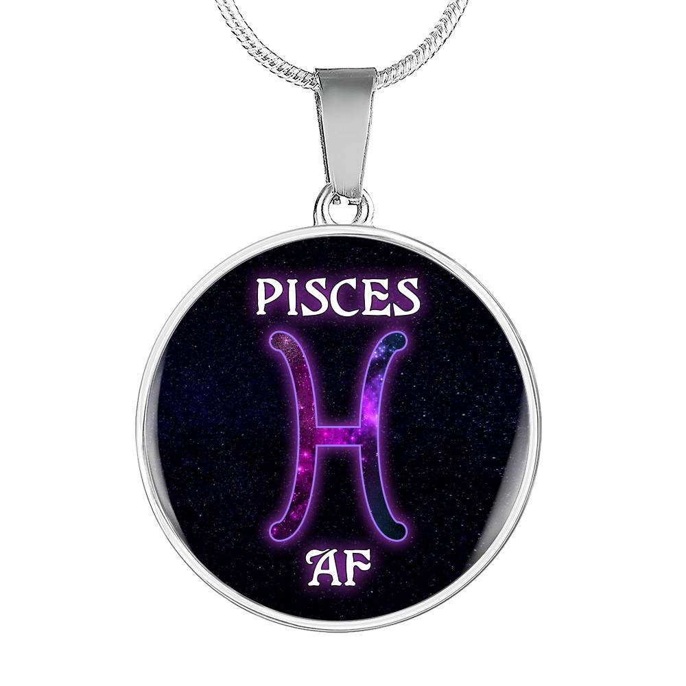 Pisces AF Funny Pisces Zodiac Birthday Gifts Galaxy Circle Pendant Necklace - Circle Luxury Necklace (Silver) Pisces AF Funny Pisces Zodiac Birthday Gifts Galaxy Circle Pendant Necklace - Circle Luxury Necklace (Silver)