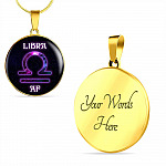 Libra AF Funny Libra Zodiac Birthday Gifts Galaxy Circle Pendant Necklace - Circle Luxury Necklace (Gold Plated)