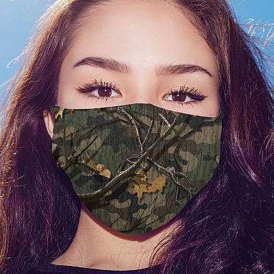 Alternative view of Forest Camo Reusable Washable Custom Printed Cloth Face Mask