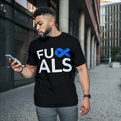 Alternative view of Fuck ALS Awareness Month Blue Ribbon Support Fighter T-shirt -V-neck