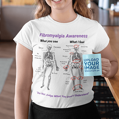 Alternative view of Fibromyalgia Awareness What You See What I Feel Skeleton T-Shirt - V-neck - Fibromyalgia Shirt
