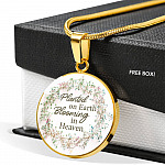 Planted On Earth Blooming In Heaven Circle Pendant Necklace - Circle Luxury Necklace (Gold Plated)