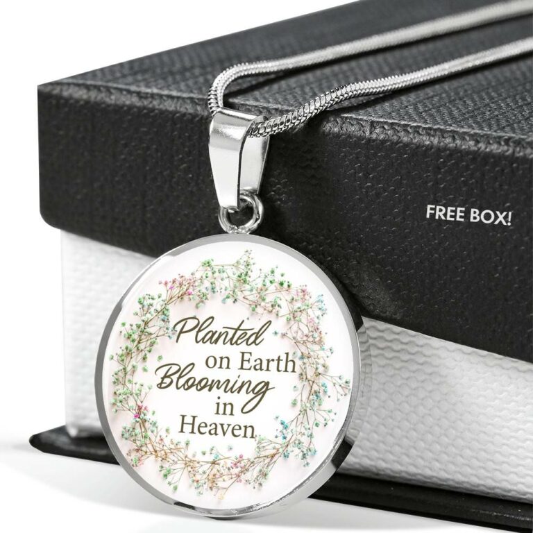Planted On Earth Blooming In Heaven Circle Pendant Necklace - Circle Luxury Necklace (Silver)