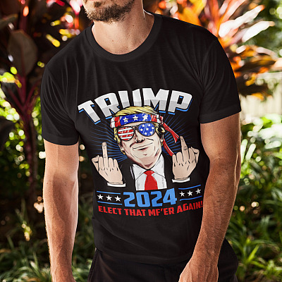 Alternative view of Trump 2024 He'll Back - Re Elect MFER Again T-shirt - V-neck - Pro Trump Shirt