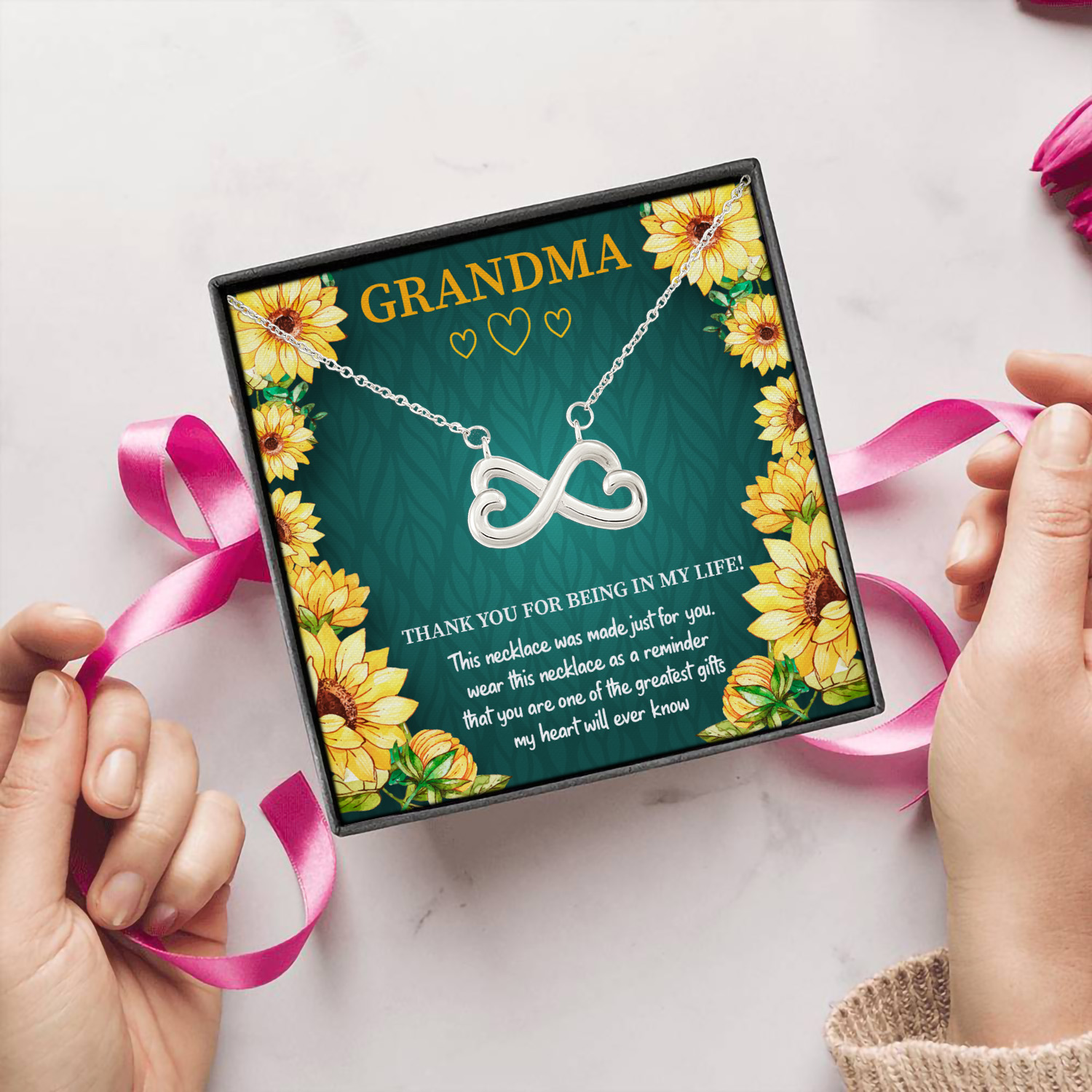 7Th. Grandma Being In My Life (5) Infinity Heart Necklace (Silver) 5