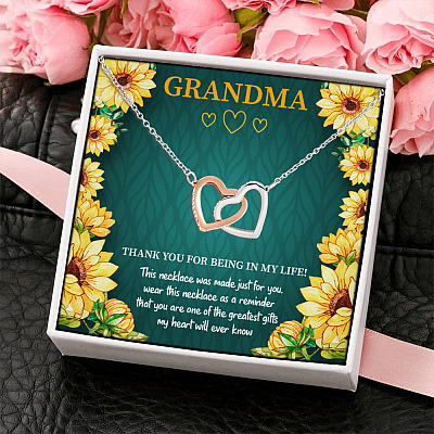 Alternative view of Grandma Thank You For Being In My Life This Necklace Was Made Just For You Interlocking Hearts Pendant Necklace