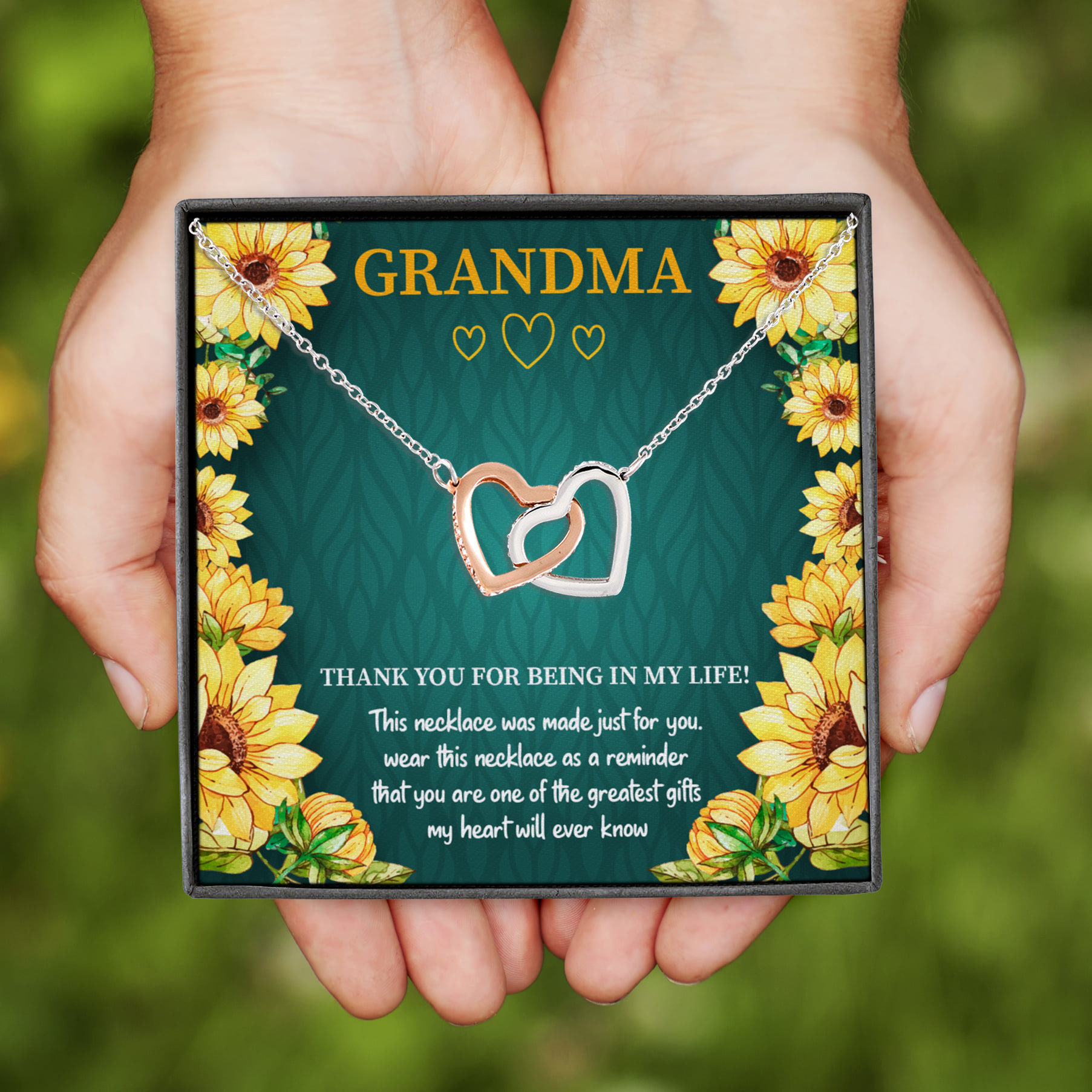7Th. Grandma Being In My Life (5) Interlocking Hearts Necklace