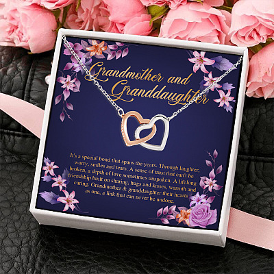 Alternative view of Grandmother and Granddaughter It's A Special Bond That Spans The Years Interlocking Hearts Pendant Necklace