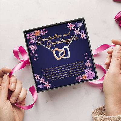 Grandmother and Granddaughter It's A Special Bond That Spans The Years Interlocking Hearts Pendant Necklace