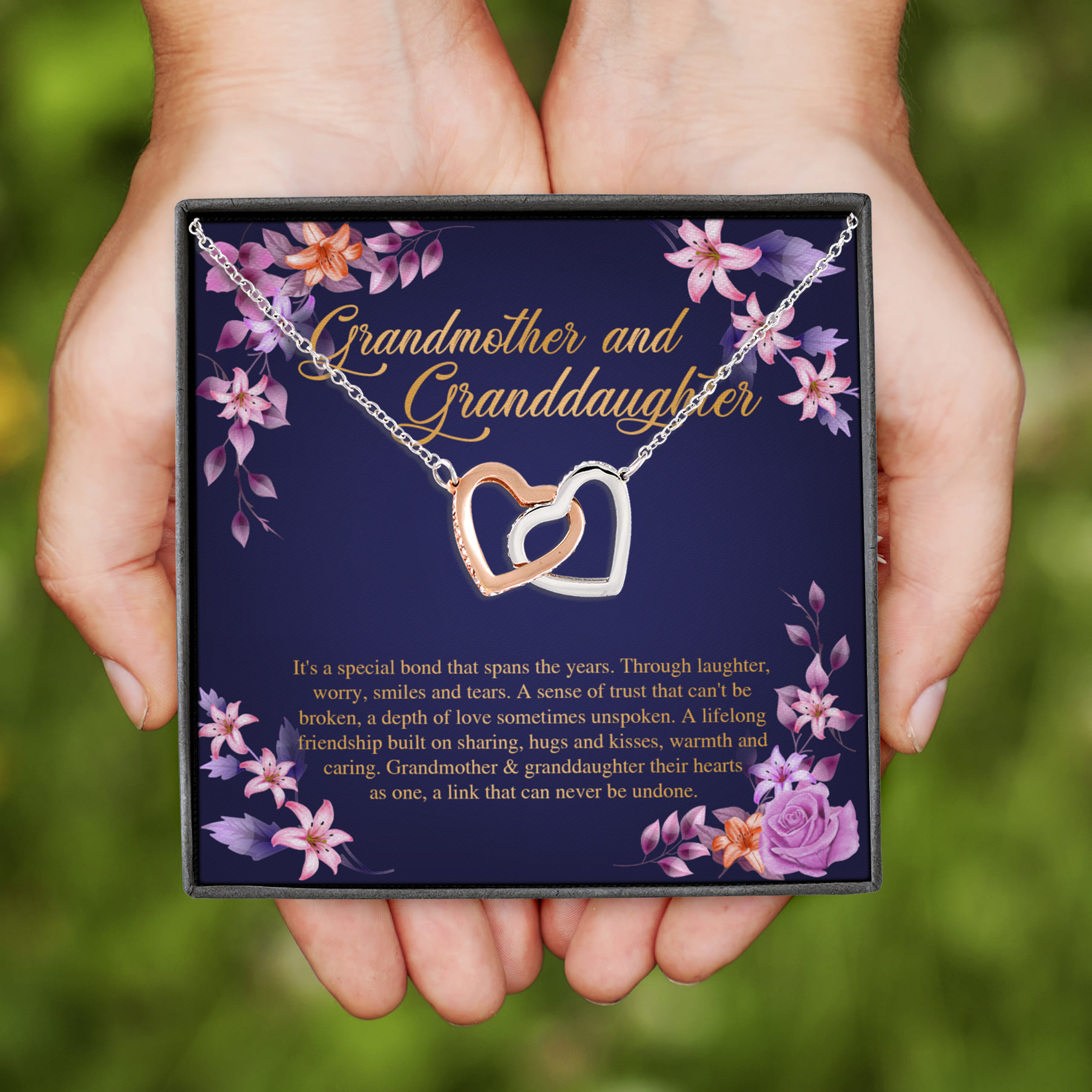 8Th. Grandmother and Granddaughter Interlocking Hearts Necklace