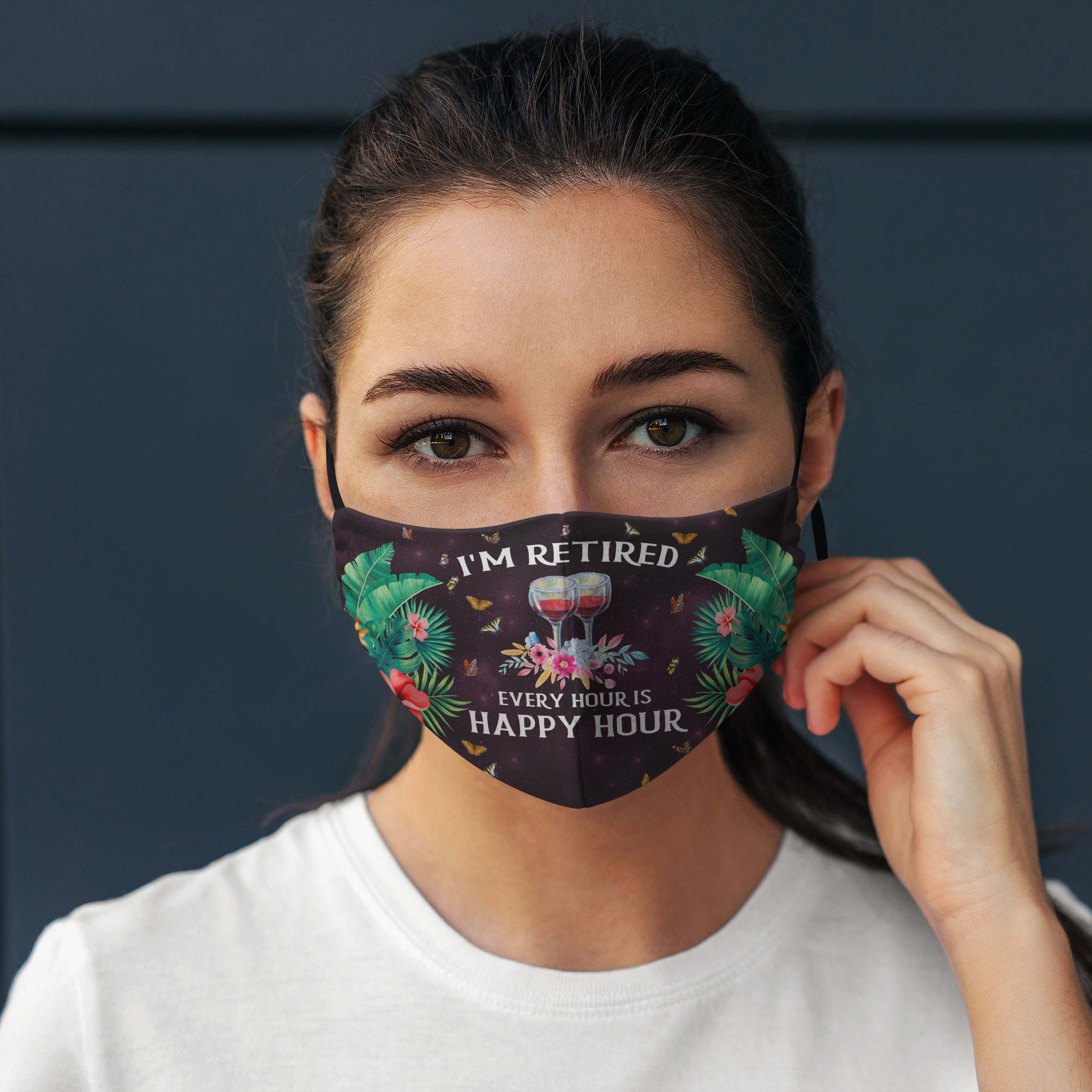 6VT. Wine I'm Retired Every Hour mask mockup