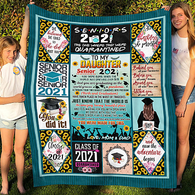 Alternative view of To My Daughter Senior 2021 You Were Born When The World Was Grieving From Mom And Dad Fleece Blanket - Sherpa Blanket