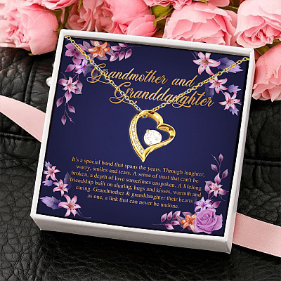 Alternative view of Grandmother and Granddaughter It's A Special Bond That Spans The Years Forever Love Heart Pendant Necklace