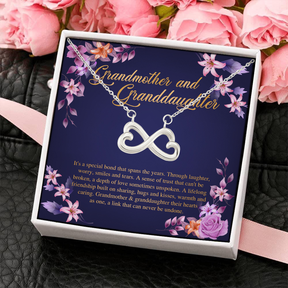 8Th. Grandmother and Granddaughter Infinity Heart Necklace (Silver) 4