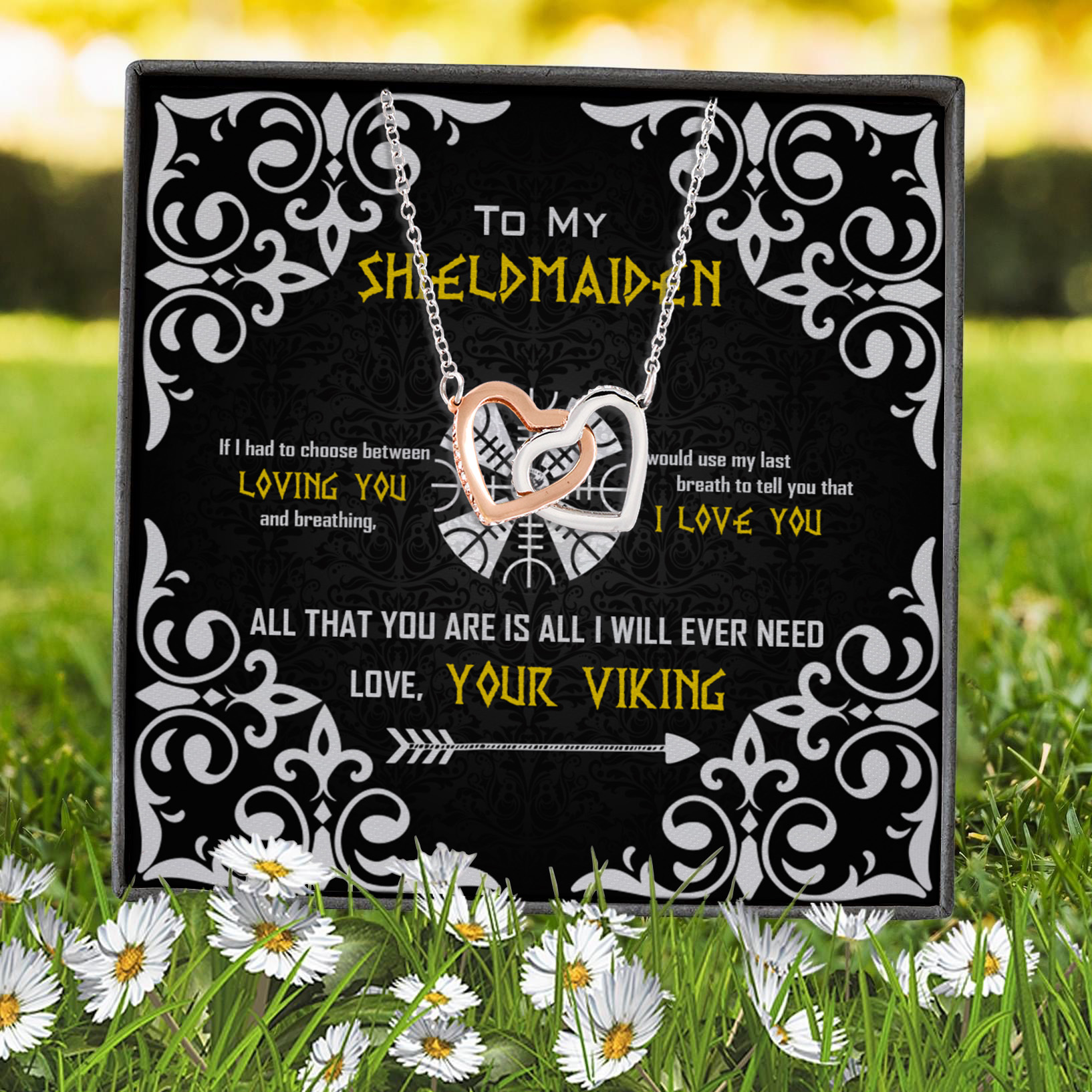 9VT. To My Shieldmaiden If I Had To Choose Interlocking Hearts Necklace 7