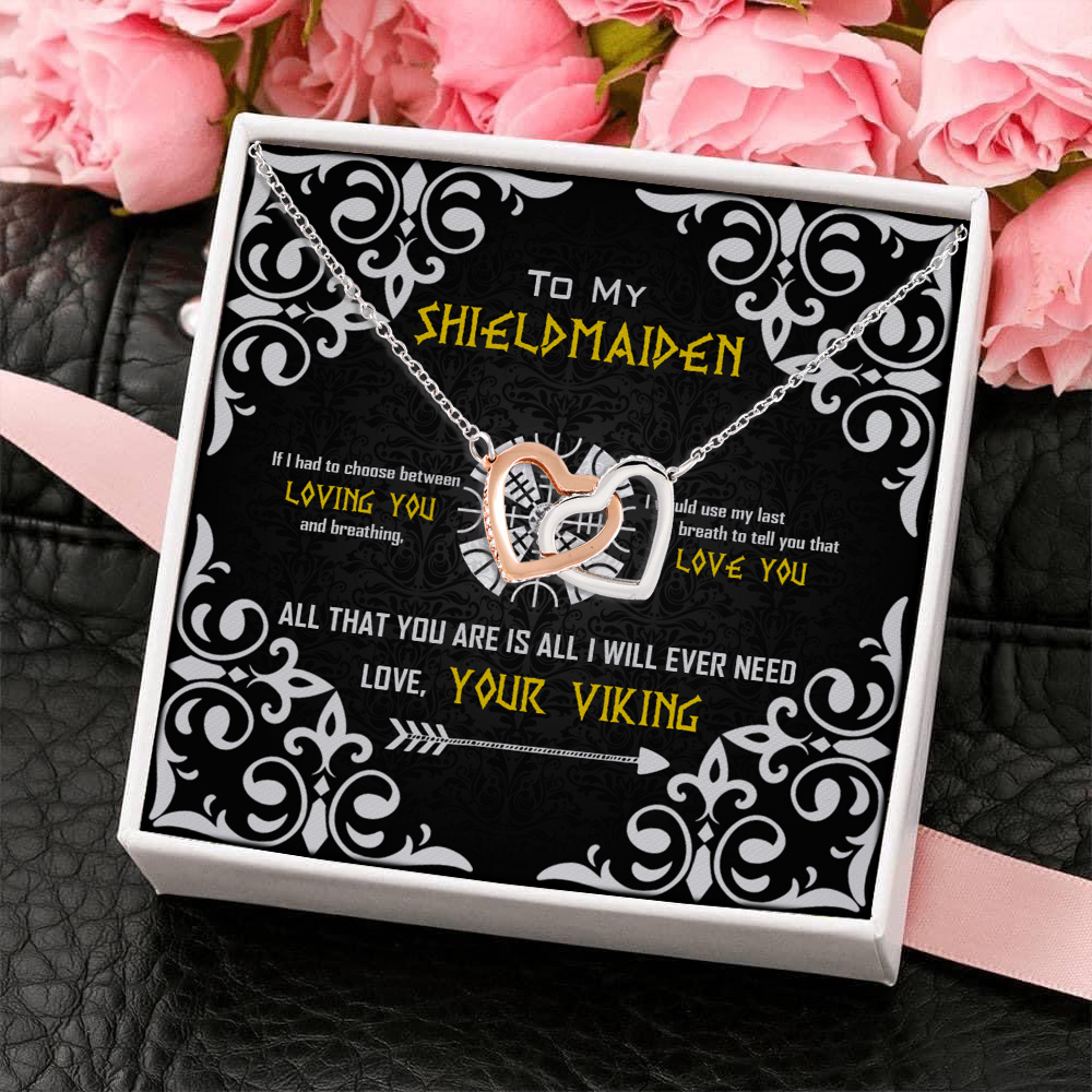 9VT. To My Shieldmaiden If I Had To Choose Interlocking Hearts Necklace 4