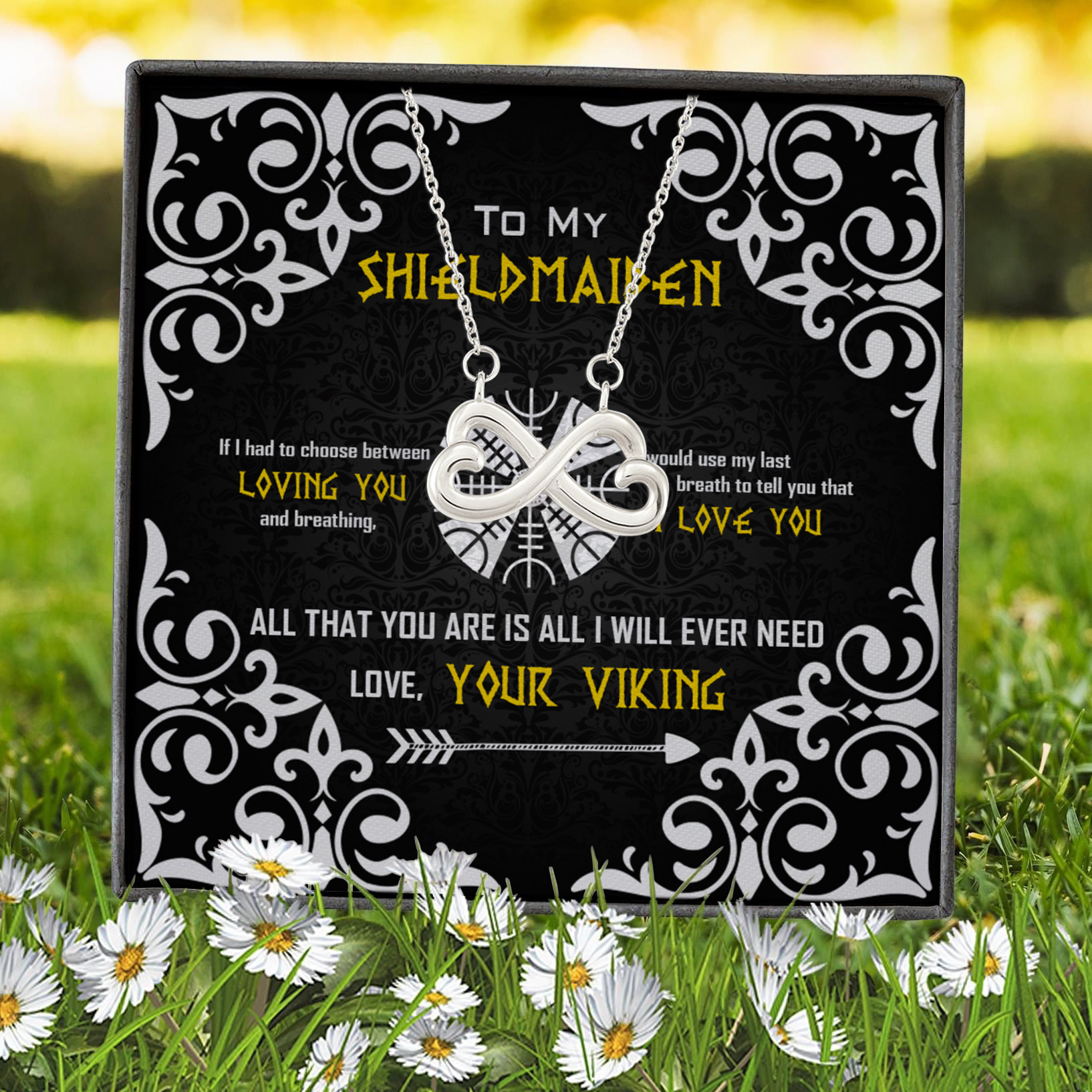 9VT. To My Shieldmaiden If I Had To Choose Infinity Heart Necklace (Silver) 7