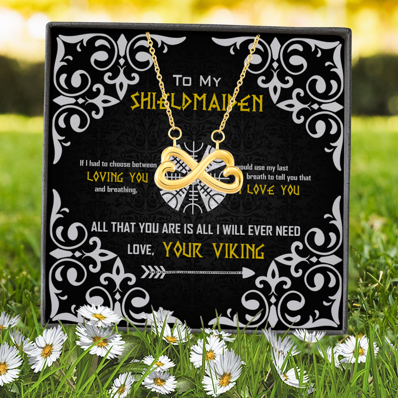 9VT. To My Shieldmaiden If I Had To Choose Infinity Heart Necklace (Gold) 7
