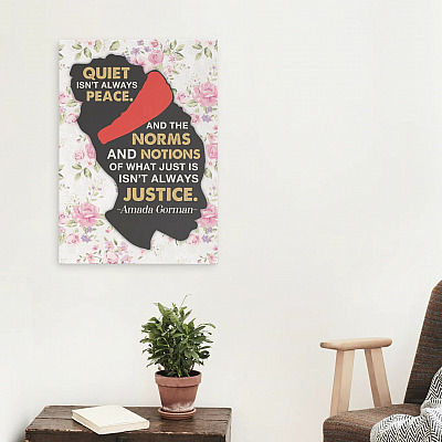 Alternative view of Amanda Gorman Poetry The Hill We Climb Quiet Isn't Always Peace Inauguration Poem Canvas - Unframed Poster