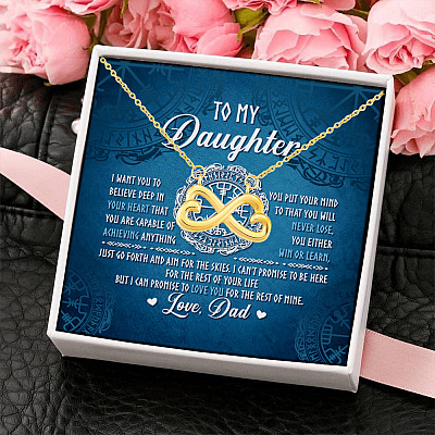 Alternative view of Viking Dad To My Daughter I Want You To Believe Deep In Your Heart Infinity Heart Pendant Necklace