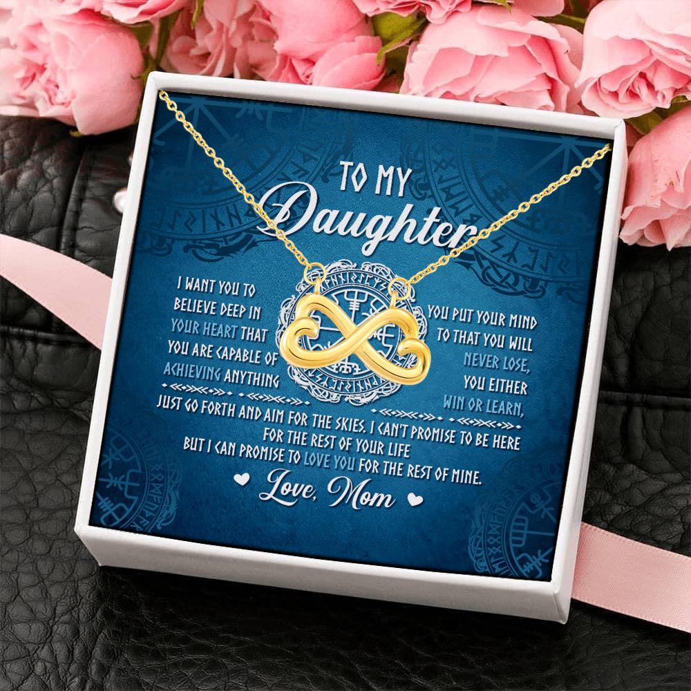 12Th. Believe Deep In Your Heart Viking Daughter 2 Infinity Heart Necklace (Gold) 4