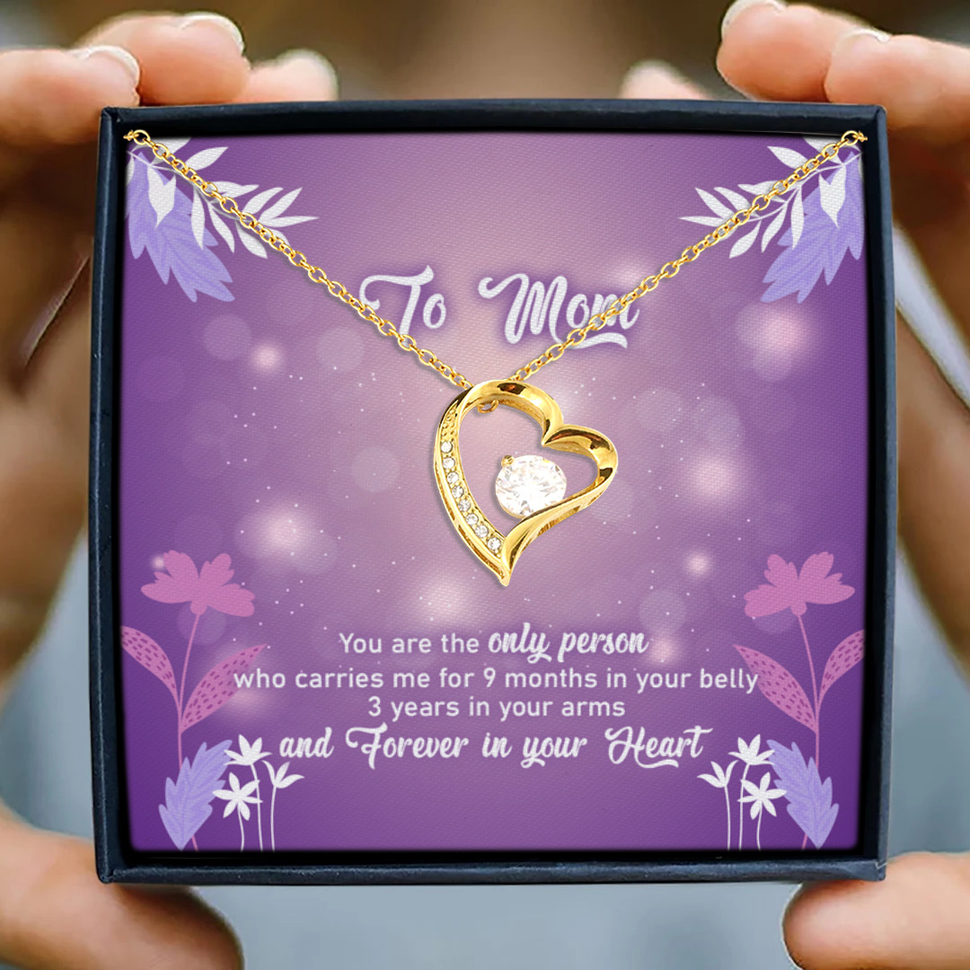 17 HG. To Mom 9 Months Message Card (4) Forever Love Necklace (Gold) 3